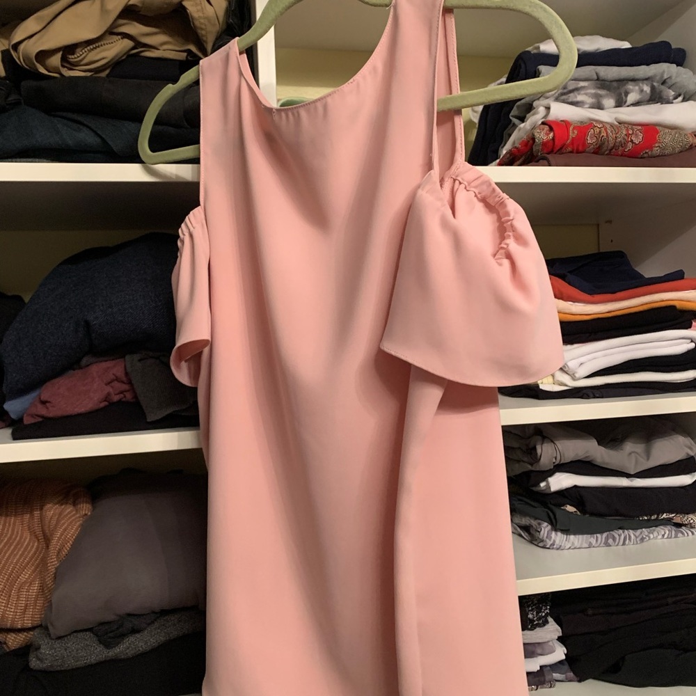 Pink cold shoulder top